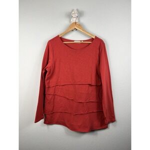 Habitat Tiered Layered Long Sleeve Top Orange/Red Lagenlook Size‎ Large